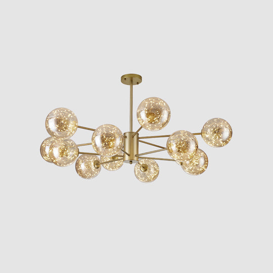 Clear Glass Radial Suspension Led Chandelier Light - Simplicity Globe Shade For Living Room 12 /