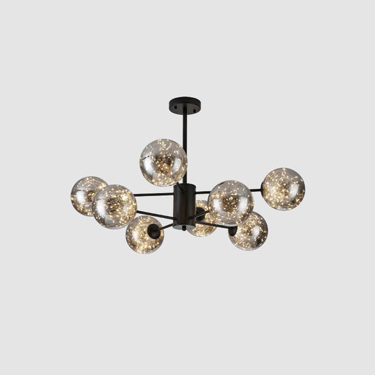 Clear Glass Radial Suspension Led Chandelier Light - Simplicity Globe Shade For Living Room 8 /