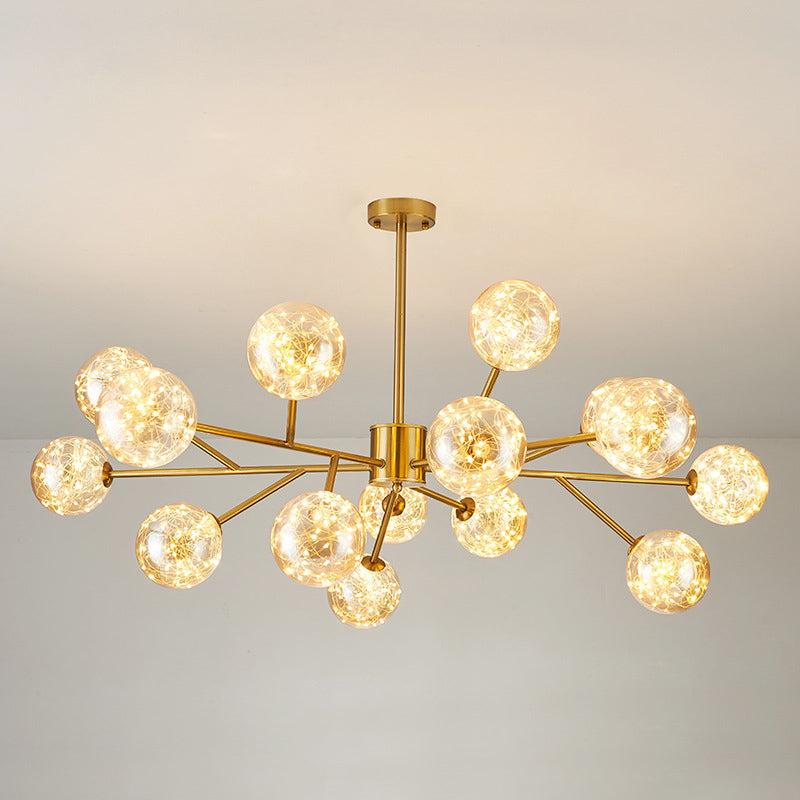 Modern Led Chandelier Light: Clear Glass Sphere Ceiling Fixture For Living Room Gold / Warm B