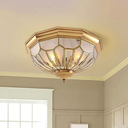 Classic Gold Bedroom Flush Mount Lamp with Frosted Glass Shade and Multiple Lights (18"/21"/23.5")