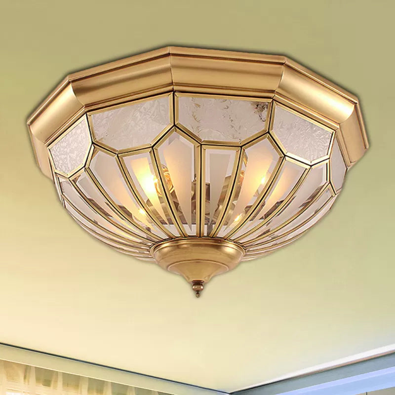 Classic Gold Bedroom Flush Mount Lamp with Frosted Glass Shade and Multiple Lights (18"/21"/23.5")