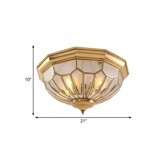 Classic Gold Bedroom Flush Mount Lamp with Frosted Glass Shade and Multiple Lights (18"/21"/23.5")