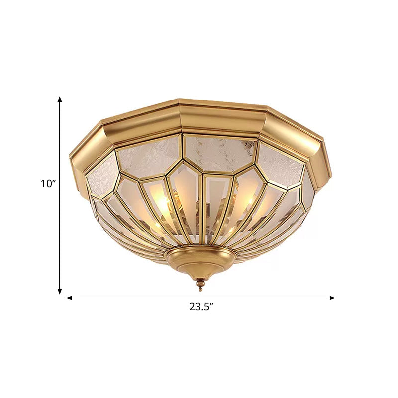 Classic Gold Bedroom Flush Mount Lamp with Frosted Glass Shade and Multiple Lights (18"/21"/23.5")