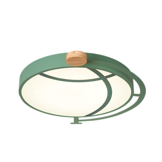 Cartoon Tellurion Flush Mount LED Ceiling Light in Green/Gray - Acrylic Finish for Bedrooms