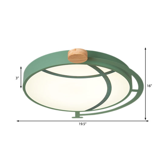 Cartoon Tellurion Flush Mount LED Ceiling Light in Green/Gray - Acrylic Finish for Bedrooms