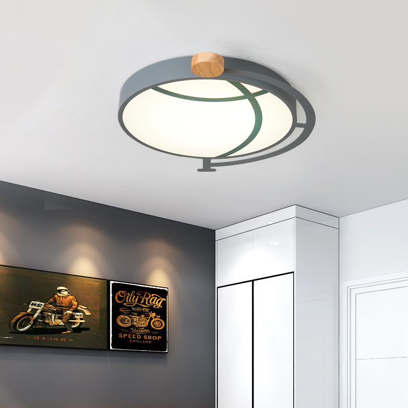 Cartoon Tellurion Flush Mount LED Ceiling Light in Green/Gray - Acrylic Finish for Bedrooms