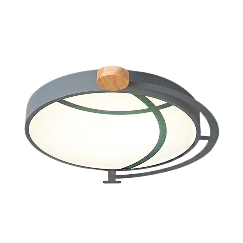 Cartoon Tellurion Flush Mount LED Ceiling Light in Green/Gray - Acrylic Finish for Bedrooms