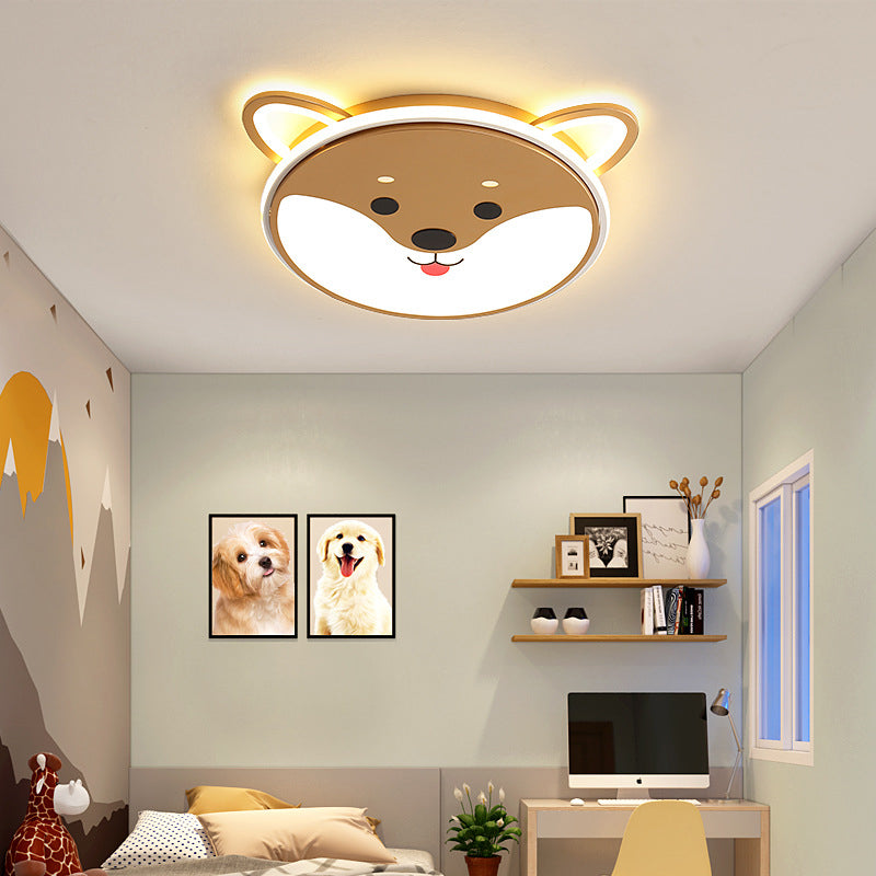 Kids' Dog Pattern Ceiling Flush Mount Light - Black/Brown, LED, 16.5"/20.5" Dia, Warm/White Light