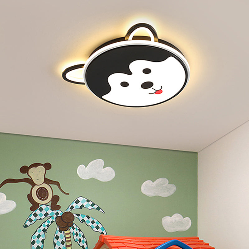 Kids' Dog Pattern Ceiling Flush Mount Light - Black/Brown, LED, 16.5"/20.5" Dia, Warm/White Light