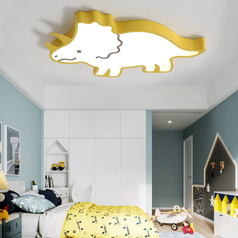 Roaring Fun: Dinosaur Design LED Flush Pendant Light for Kids' Rooms