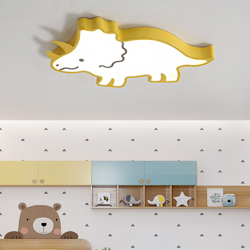 Roaring Fun: Dinosaur Design Led Flush Pendant Light For Kids Rooms Ceiling