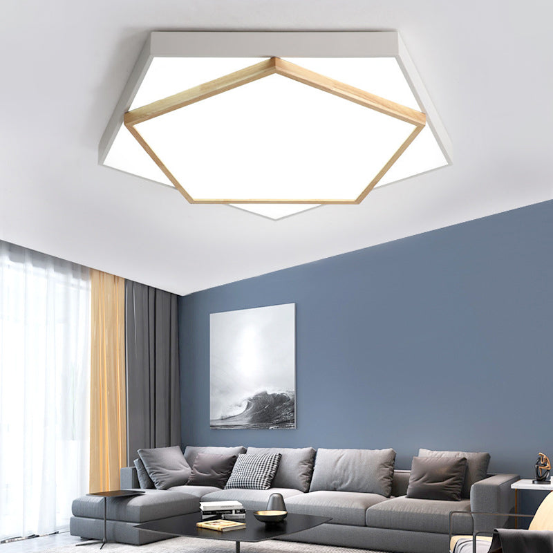 Pentagon LED Flush Mount Lamp in Acrylic Grey/White - 3 Color Options and 3 Sizes Available