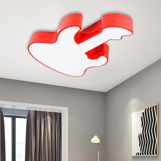 Contemporary Led Acrylic Ceiling Lamp In Red/Orange For Kindergarten - Warm/White Light