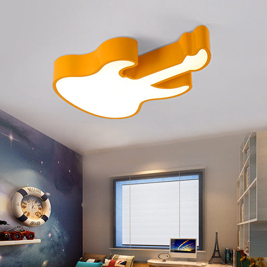 Contemporary Led Acrylic Ceiling Lamp In Red/Orange For Kindergarten - Warm/White Light