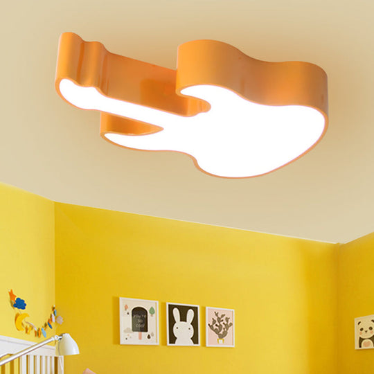 Contemporary Led Acrylic Ceiling Lamp In Red/Orange For Kindergarten - Warm/White Light