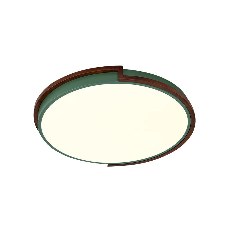 Lampe LED moderne en métal à encastrer Macaron, blanc/vert, avec diffuseur en acrylique pour salon - 13"/17"/21" de large