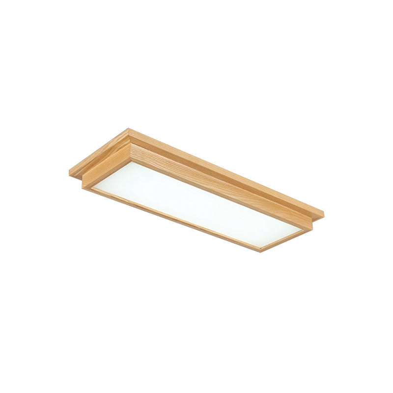 Modern Wood-Beige LED Ceiling Light with Acrylic Diffuser - 10"/17" Wide