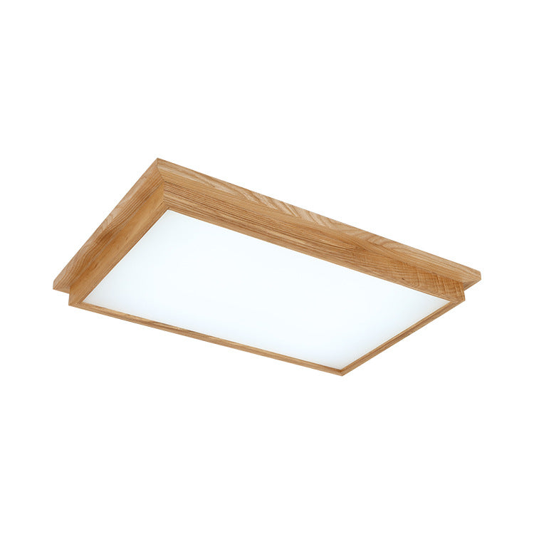 Modern Wood-Beige LED Ceiling Light with Acrylic Diffuser - 10"/17" Wide