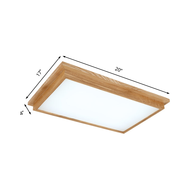 Modern Wood-Beige LED Ceiling Light with Acrylic Diffuser - 10"/17" Wide