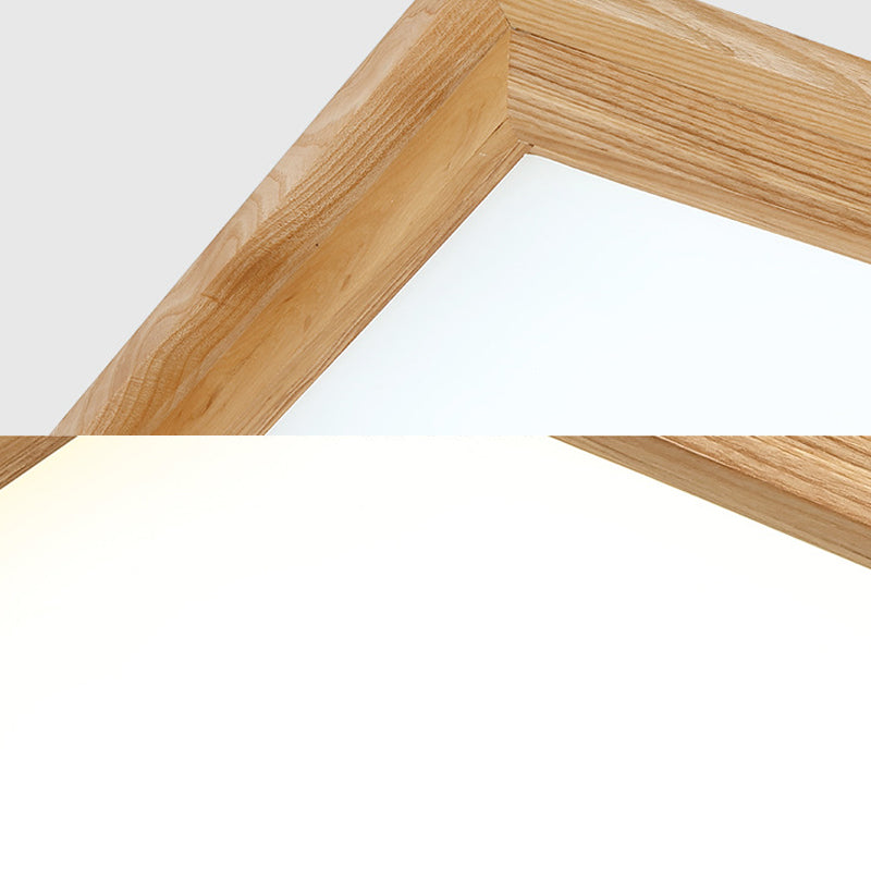 Modern Wood-Beige LED Ceiling Light with Acrylic Diffuser - 10"/17" Wide