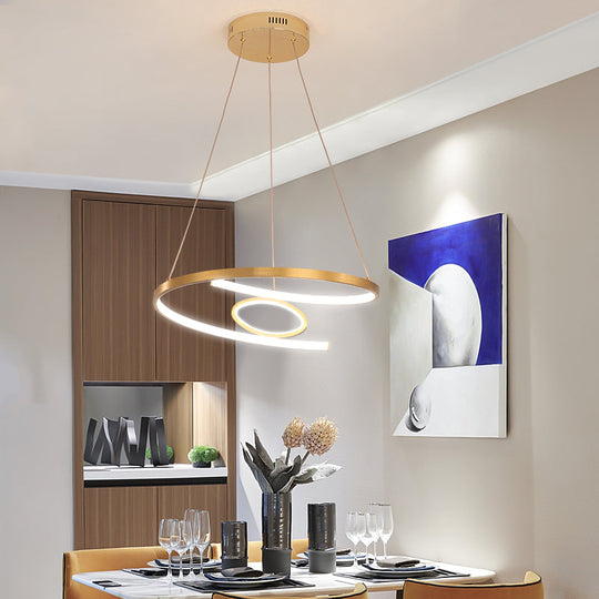 18"/23.5" Wide Modern Acrylic LED Gold Chandelier Pendant Lamp in White/Warm Light for Living Room