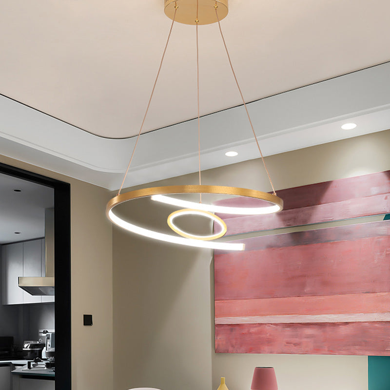 Modern Acrylic Led Gold Hanging Pendant Lamp - 18/23.5 Wide Twist Chandelier White/Warm Light For