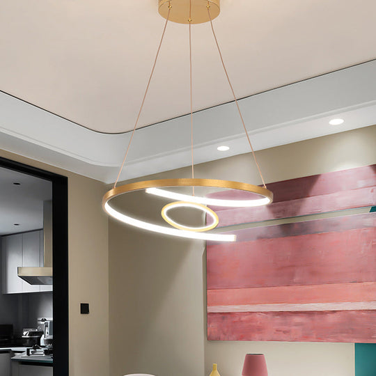 Modern Acrylic Led Gold Hanging Pendant Lamp - 18/23.5 Wide Twist Chandelier White/Warm Light For