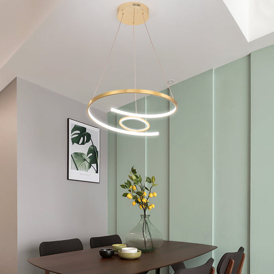 18"/23.5" Wide Modern Acrylic LED Gold Chandelier Pendant Lamp in White/Warm Light for Living Room