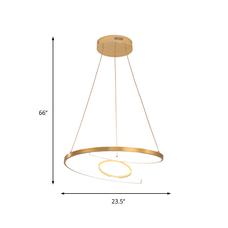 Modern Acrylic Led Gold Hanging Pendant Lamp - 18/23.5 Wide Twist Chandelier White/Warm Light For