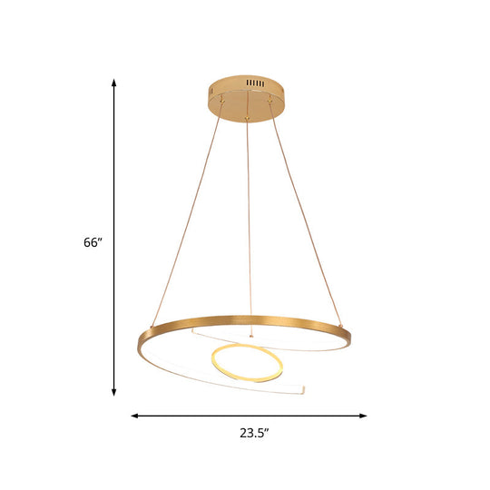 Modern Acrylic Led Gold Hanging Pendant Lamp - 18/23.5 Wide Twist Chandelier White/Warm Light For