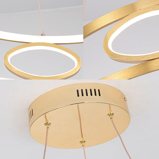 Modern Acrylic Led Gold Hanging Pendant Lamp - 18/23.5 Wide Twist Chandelier White/Warm Light For