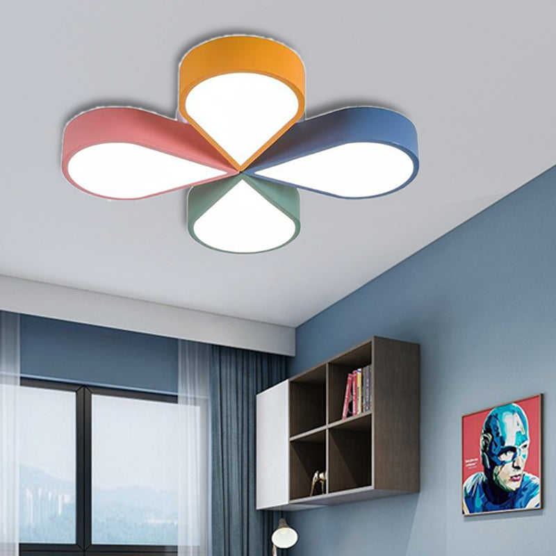 Modern Acrylic LED Ceiling Lamp: Flower/Windmill Design Flush Mount Lighting in Yellow-Green with Warm/White Light