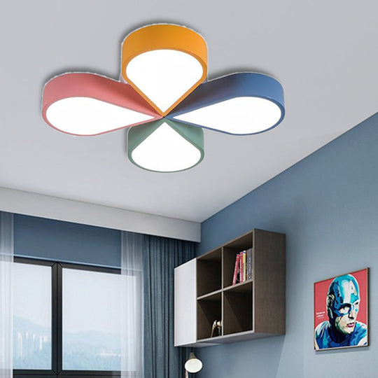 Modern Acrylic LED Ceiling Lamp: Flower/Windmill Design Flush Mount Lighting in Yellow-Green with Warm/White Light