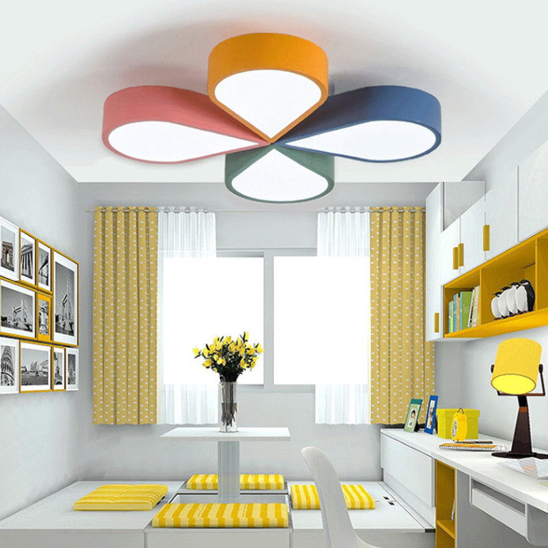 Modern Acrylic LED Ceiling Lamp: Flower/Windmill Design Flush Mount Lighting in Yellow-Green with Warm/White Light