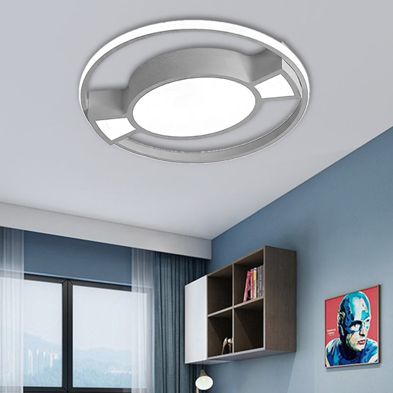 Contemporary LED Flush Pendant Light with Candy Design for Child's Bedroom - Metal Ring with Blue/Pink