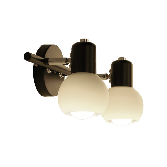 Frosted Glass Vanity Lighting - Traditional Style 2/3 Lights Bathroom Wall Lamp Black