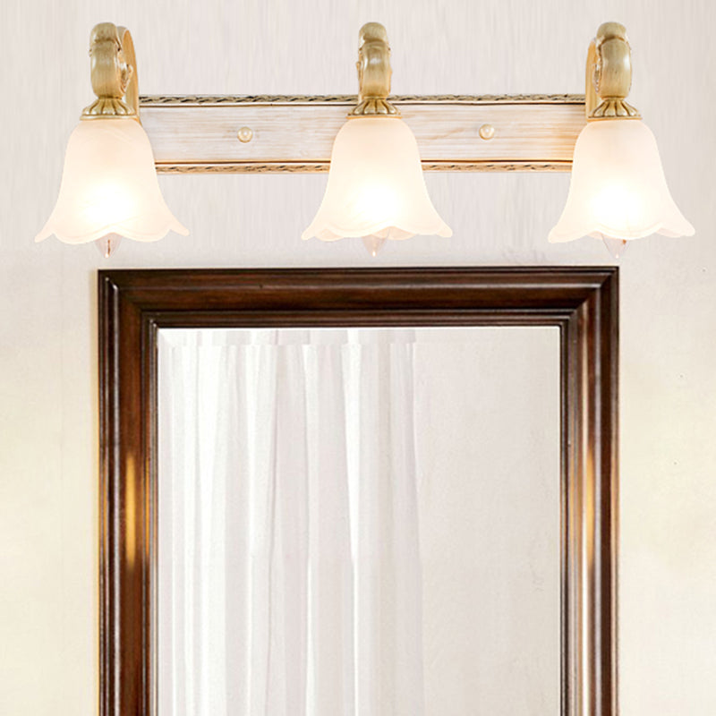 Classic Frosted Glass Flared Bathroom Wall Light Fixture - 1/2/3 Lights White Vanity Sconce