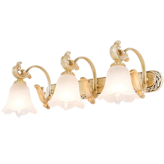 Classic Frosted Glass Flared Bathroom Wall Light Fixture - 1/2/3 Lights White Vanity Sconce