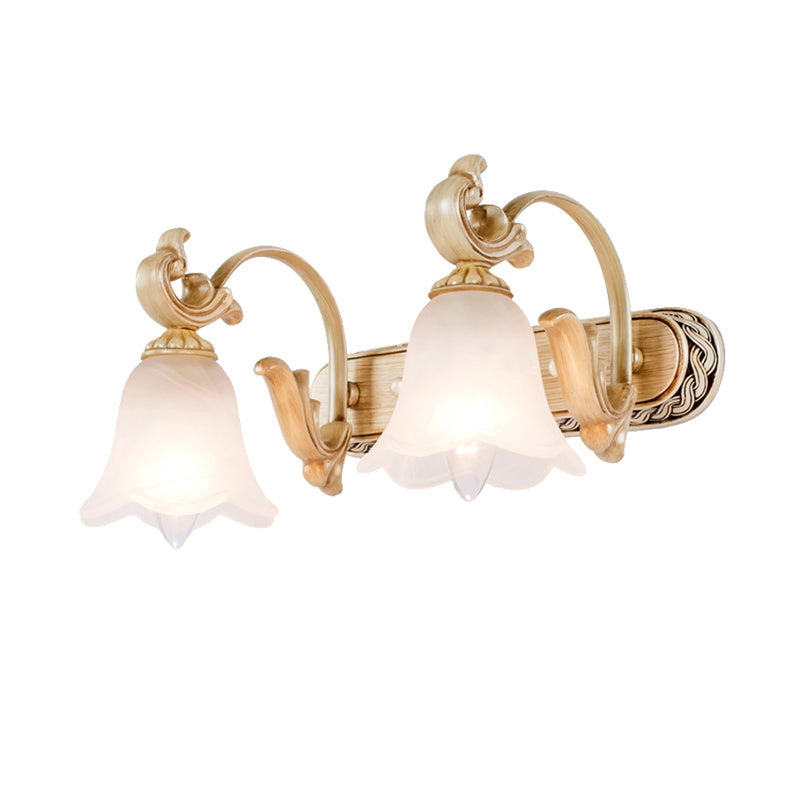 Classic Frosted Glass Flared Bathroom Wall Light Fixture - 1/2/3 Lights White Vanity Sconce