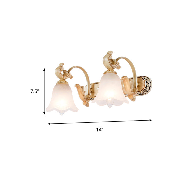 Classic Frosted Glass Flared Bathroom Wall Light Fixture - 1/2/3 Lights White Vanity Sconce