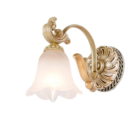 Classic Frosted Glass Flared Bathroom Wall Light Fixture - 1/2/3 Lights White Vanity Sconce