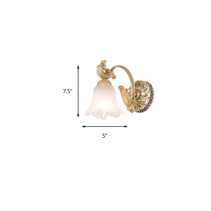 Classic Frosted Glass Flared Bathroom Wall Light Fixture - 1/2/3 Lights White Vanity Sconce