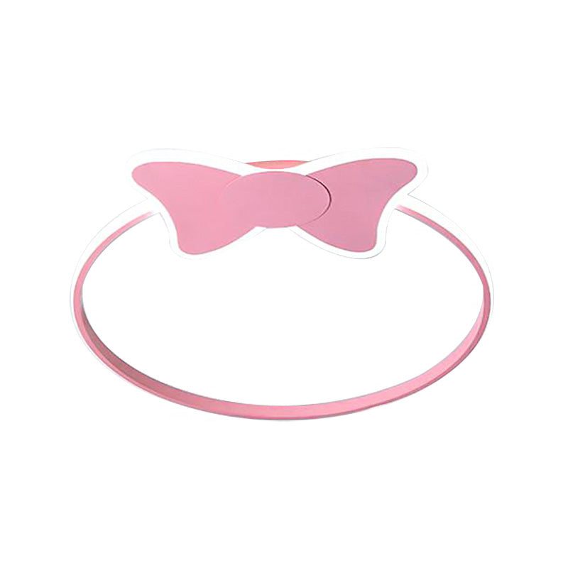 Stylish LED Flush Mount Light in Pink/White with Aluminum & Acrylic Design and Charming Bowknot/Cloud Décor