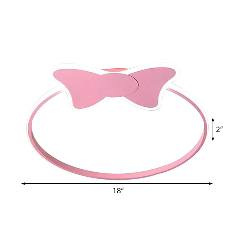 Stylish LED Flush Mount Light in Pink/White with Aluminum & Acrylic Design and Charming Bowknot/Cloud Décor