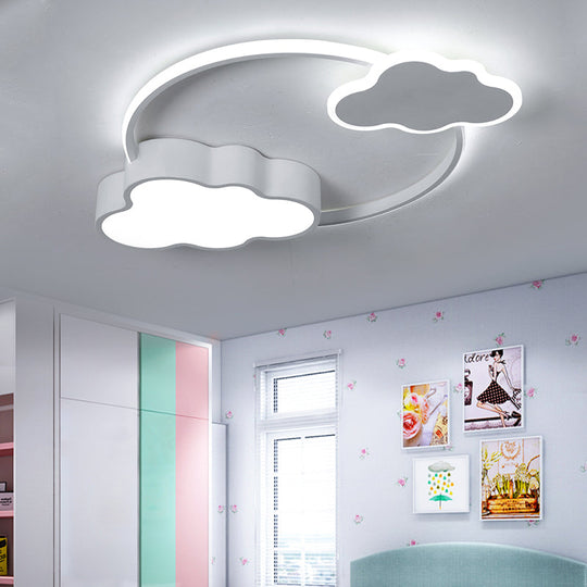 Stylish Led Flush Mount Light In Pink/White With Aluminum & Acrylic Design And Charming