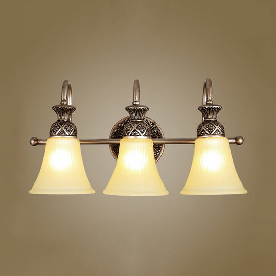 Frosted Glass Bell Vanity Lighting - Classic 2/3 Lights Bathroom Wall Mounted Lamp Bronze Finish