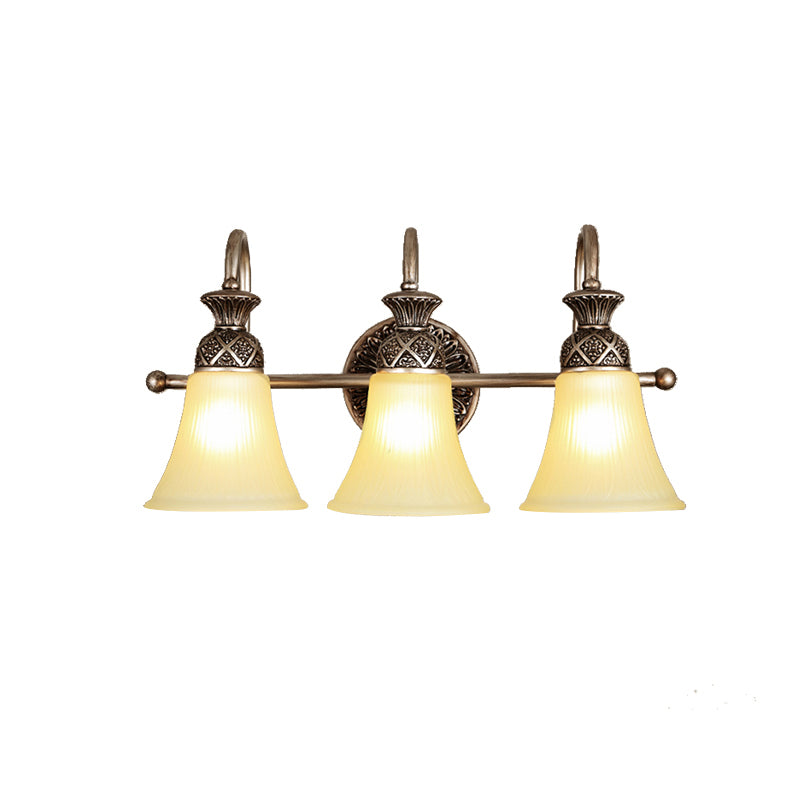 Frosted Glass Bell Vanity Lighting - Classic 2/3 Lights Bathroom Wall Mounted Lamp Bronze Finish