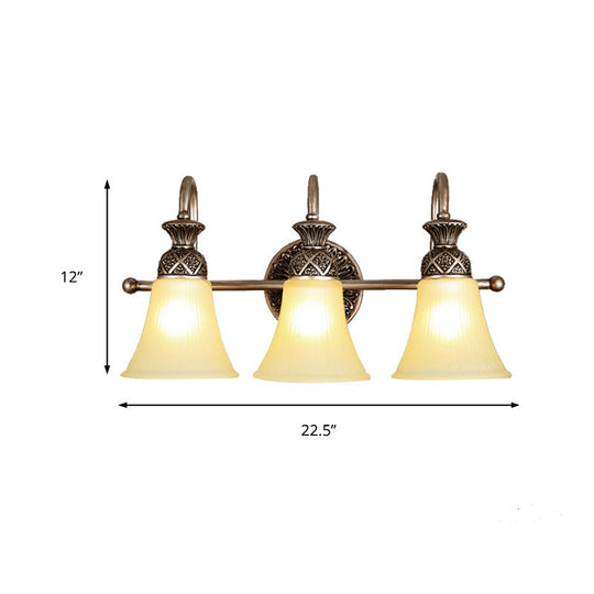 Frosted Glass Bell Vanity Lighting - Classic 2/3 Lights Bathroom Wall Mounted Lamp Bronze Finish