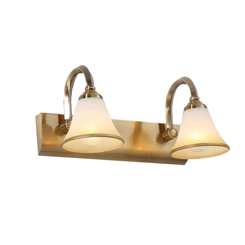 Classic Frosted Glass Brass Bell Shade Vanity Light Fixture - 2/3/4 Lights Bathroom Sconce Lamp