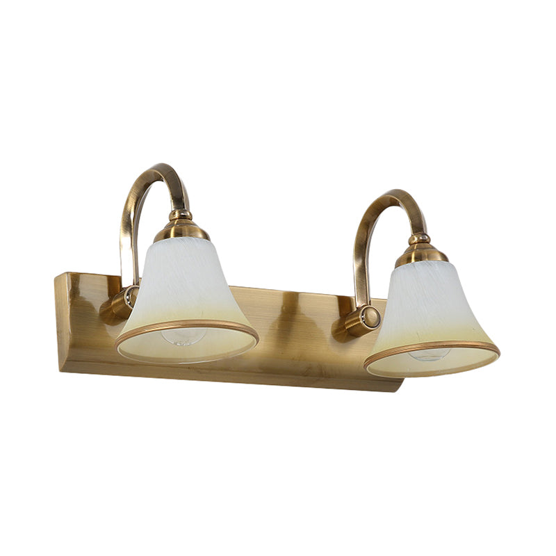 Classic Frosted Glass Brass Bell Shade Vanity Light Fixture - 2/3/4 Lights Bathroom Sconce Lamp